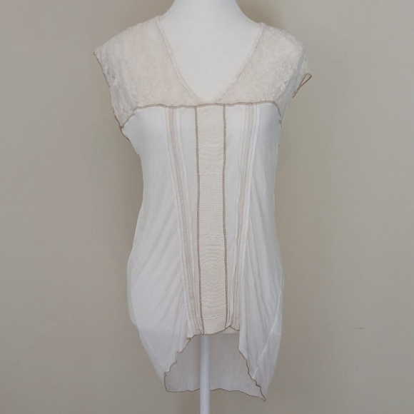 Anthropologie TINY Boho Sleeveless Lace Tunic Top Ivory Size Small - Picture 1 of 8